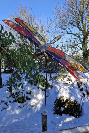 Bernard Cwiek - Libellule (En hiver)(Stained glass by Véronique Roland)